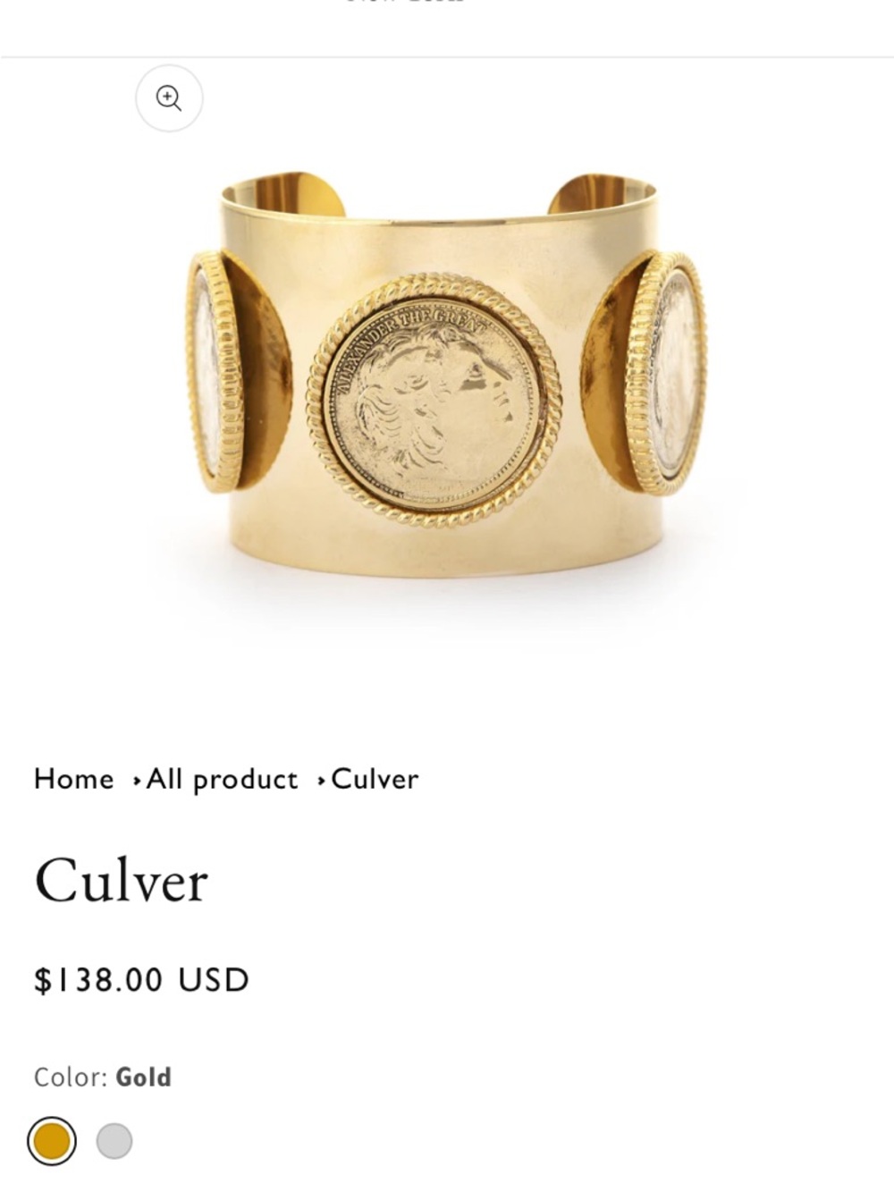Yochi Gold Coin Cuff Bracelet